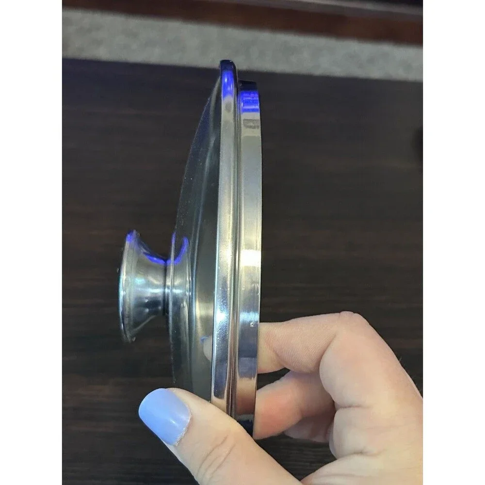 Wolfgang Puck 7.5” Tempered Glass Replacement Lid Only Stainless Steel Rim Knob